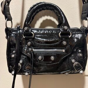 Genuine leather crossbody bag with studs
